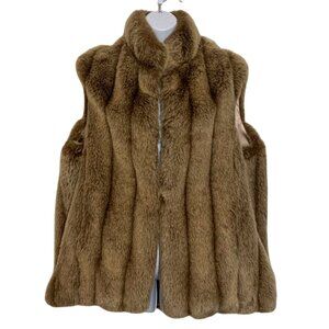 Donna Salyers Fabulous-Furs Faux Mink Sleeveless Vest Womens SZ M Made In USA